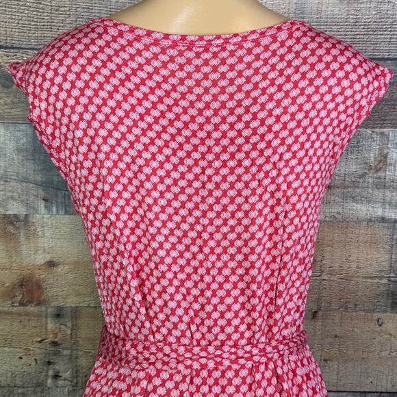 Woolworths Jersey Cap Sleeve Belted Dress Rust Orange White Size Small - Picture 5 of 8